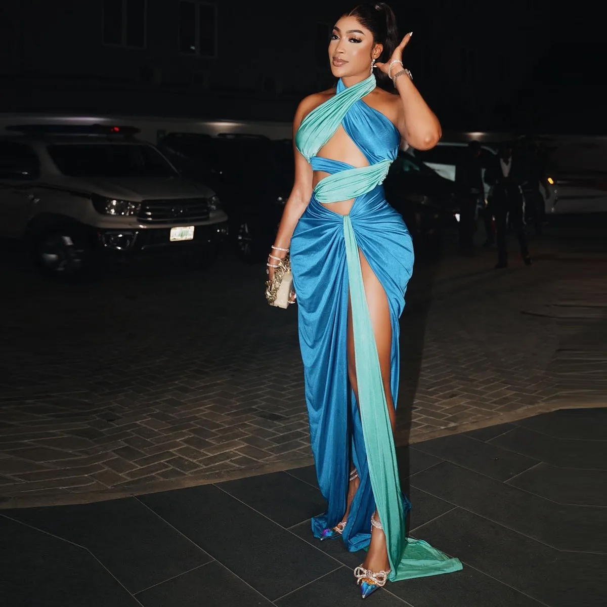 Sexy Mermaid Prom Dresses High Side Split Pleats Black Girls Party Gowns Special Occasioon Dress