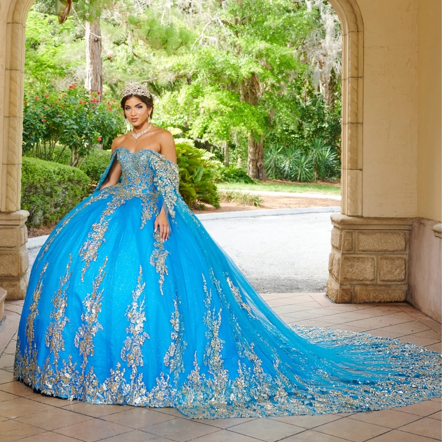 Pink Quinceanera Dresses Gold Lace Appliques Mexican Ball Gown Prom Party Dress