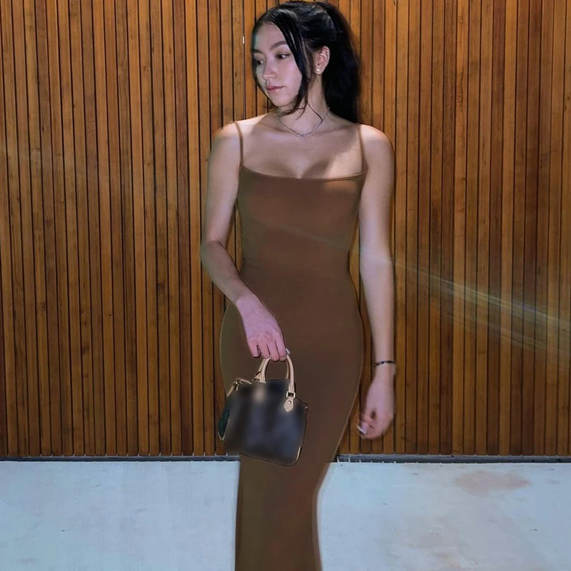 Elegant Bodycon Maxi Dress Women Summer Sleeveless Backless Sexy Outfits Party Club Black Birthday Dresses