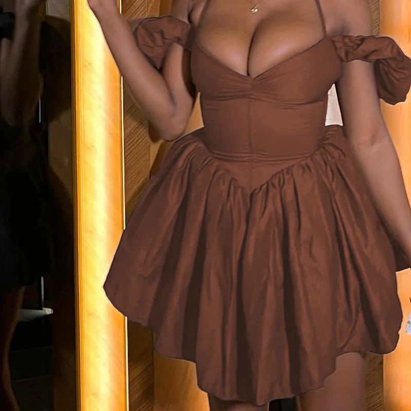 Puff Sleeve Mini Dress Lady Sexy Party Bodycon Evening Dresses Women Summer Elegant Luxury Birthday Club Dresses