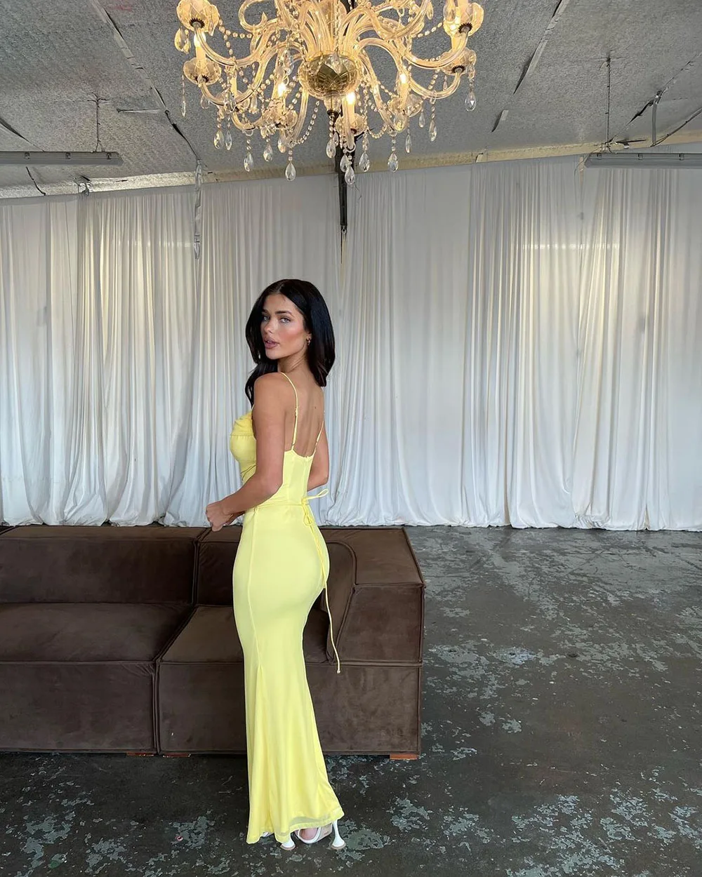 Yellow Simple Prom Gowns Satin Evening Dresses Prom Dress Gown Outfit Mermaid Party Dress