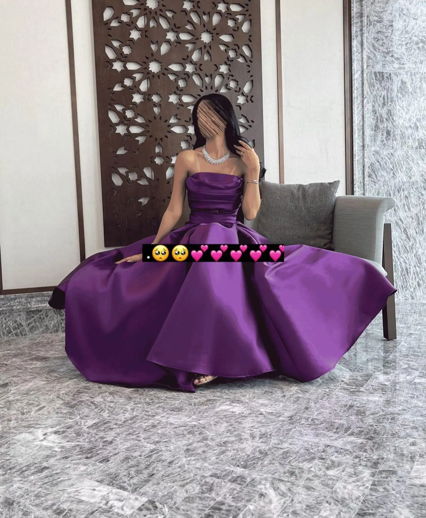 Elegant Off the Shoulder Evening Dress A-Line Tea Length Satin Prom Dress High Quality