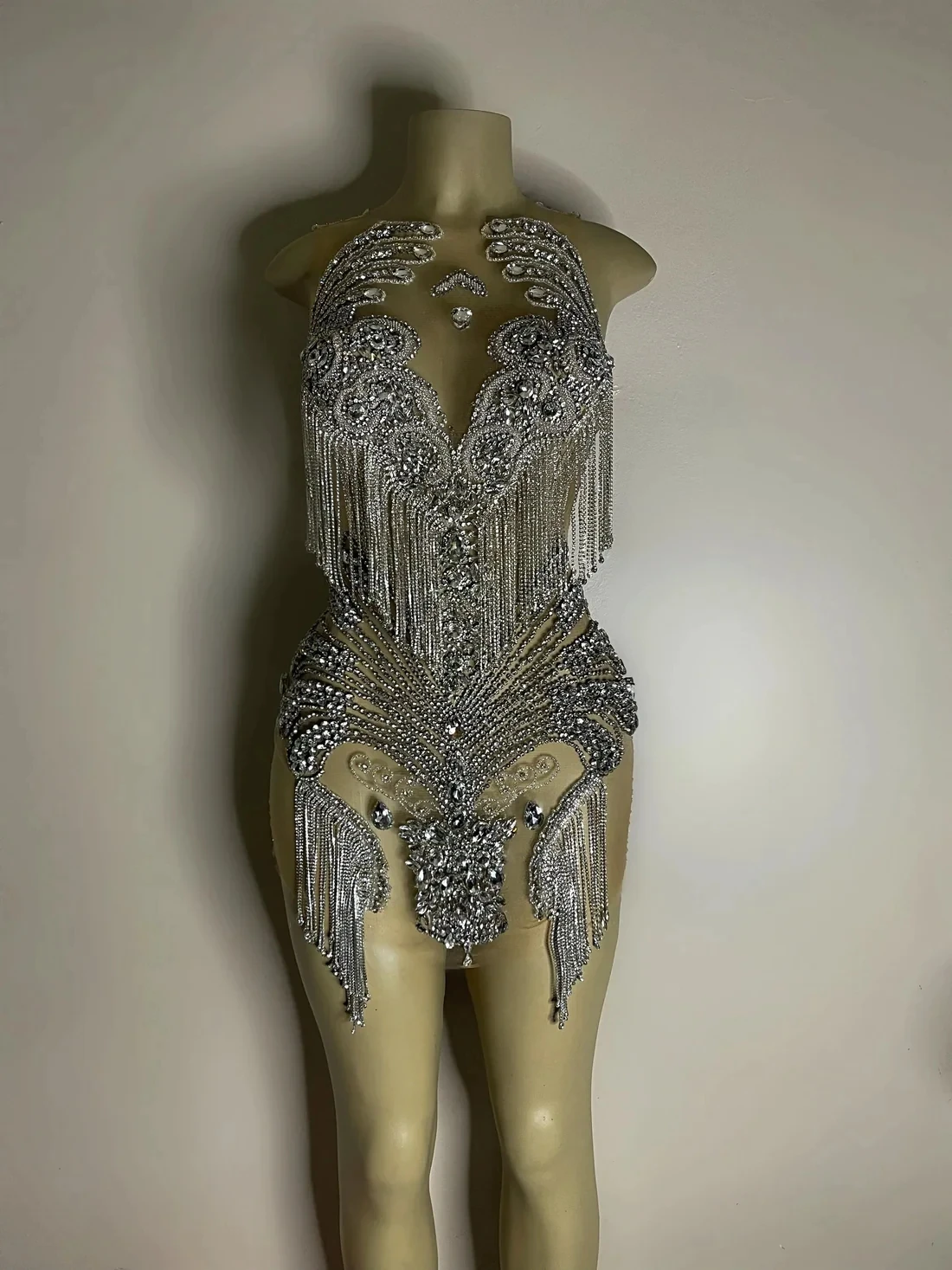 Sexy See Thru Silver Rhinestone Crystal Prom Dresses Gowns For Black Girls Mermaid Birthday Party Dress Homecoming Gown