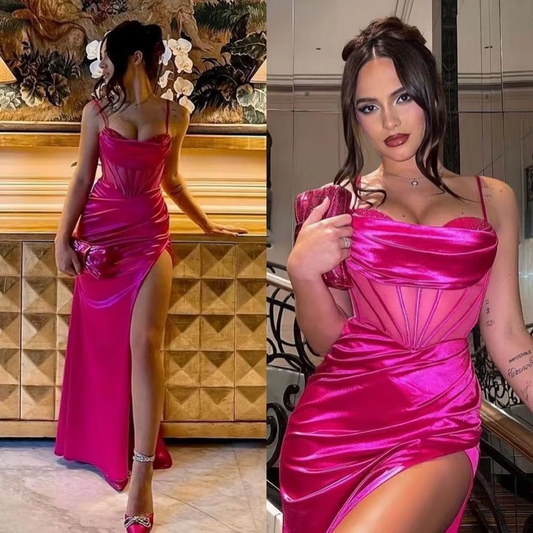 Prom Dresses Simple Strapless Mermaid Draped Satin Formal Occasion Gown formal dresses
