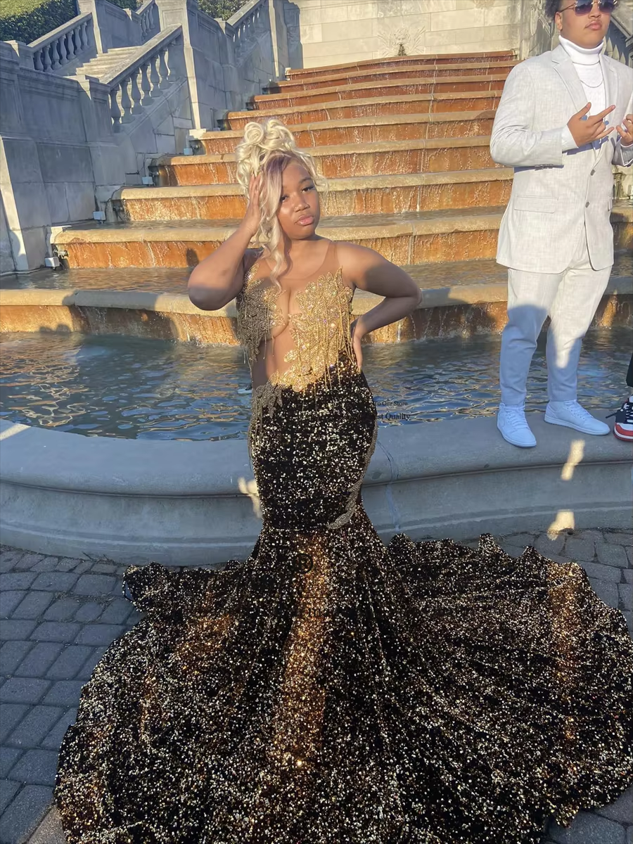 Elegance Sparkly Rhinestones Sequin Mermaid Prom Dress For Black Girl Crystals African Birthday Party Gowns Wedding Dress