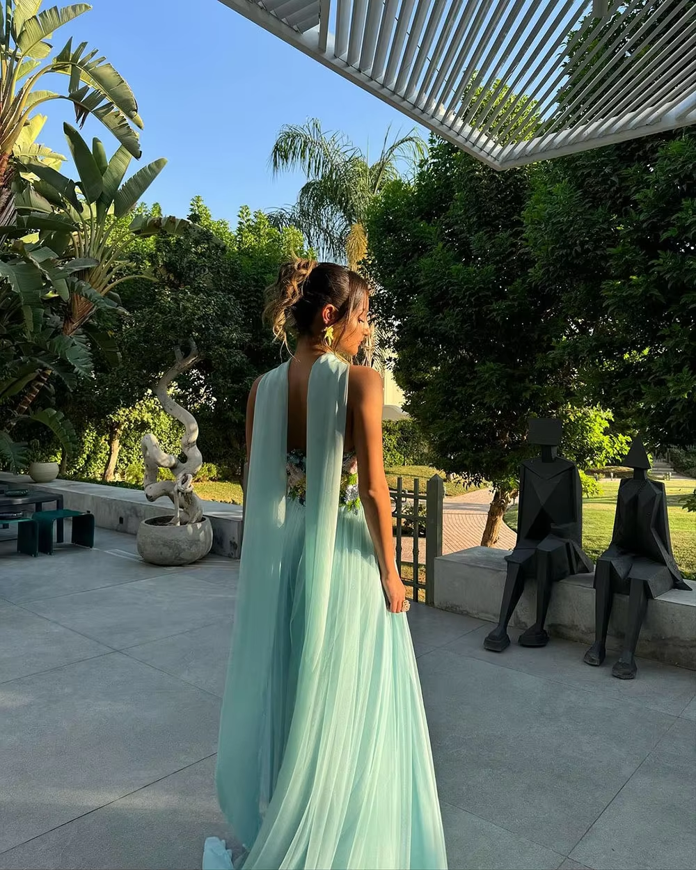 Elegant Sky Blue Prom Dress 3D Flore Sweetheart Birthday Dress With Cape Women Guest Dress Women Evening Party Gown Customized