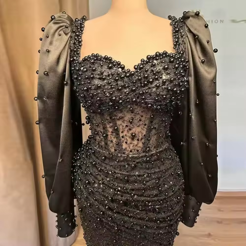 Luxury Beaded Mermaid Prom Dresses 2025 Pearls Lace Wedding Reception Dress Aso Ebi Birthday Evening Party Gowns Customized 2025