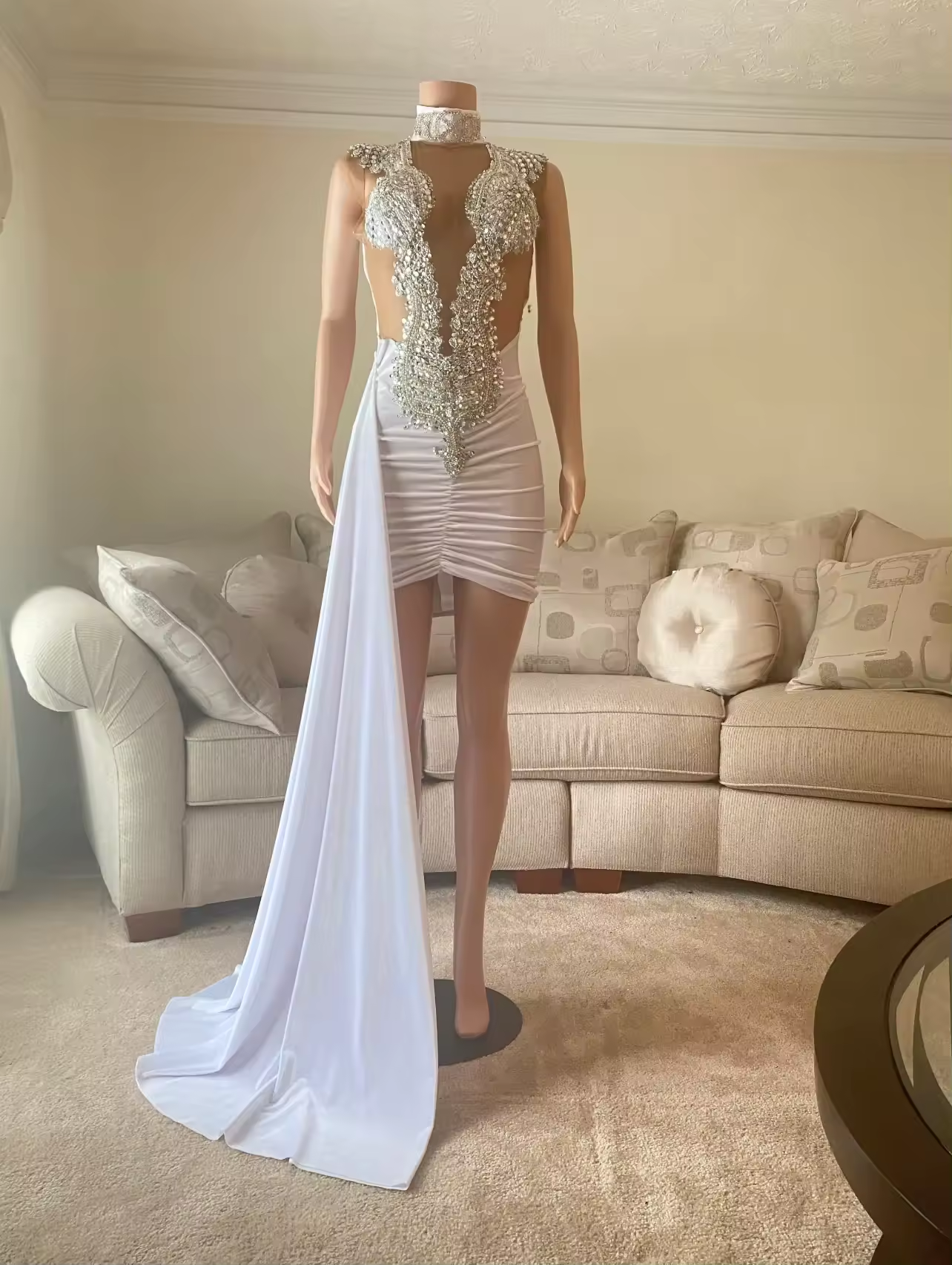 See Through Diamond Short Prom Dresses Black Girls Birthday Party Dresses Beaded African Cocktail Dresses Homecoming Customized