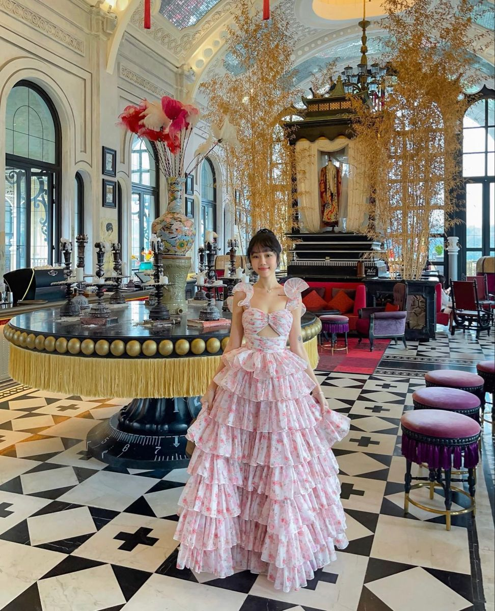 Chic Ball Gown Straps Floral Pink Floor Length Prom Dresses Formal Dress Birthday Outfits Prom Gown