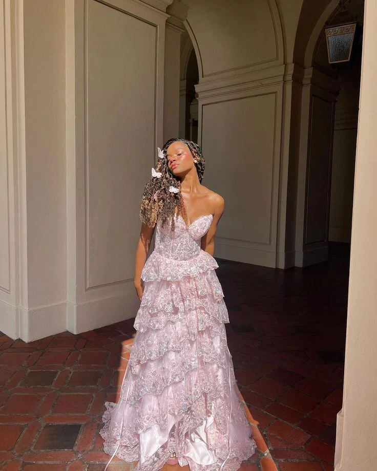 Cute Ball Gown Sweetheart Pink Lace Long Prom Dresses Impress 21st Birthday Outfits Prom Gown