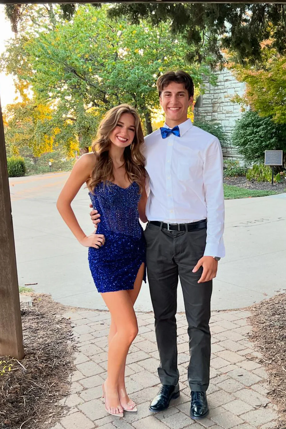Cute Bodycon Strapless Navy Sequins Beaded Homecoming Dresses