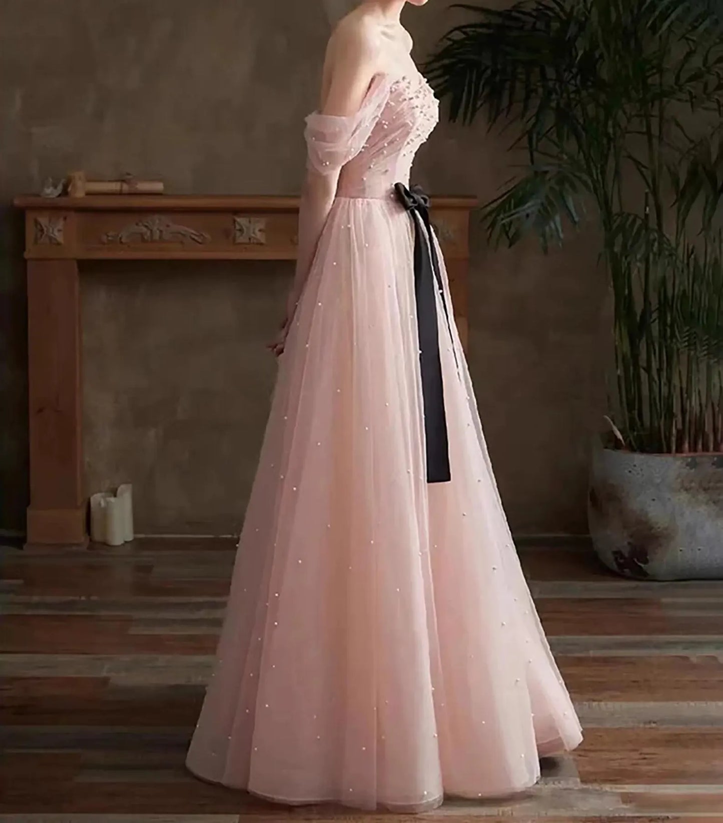 Fairy Pink Off Shoulder Prom Dress, Tulle Dress, Cocktail Dress, Evening Dress, Princess Dress, Birthday Dress, Prom Dress, Party Dress