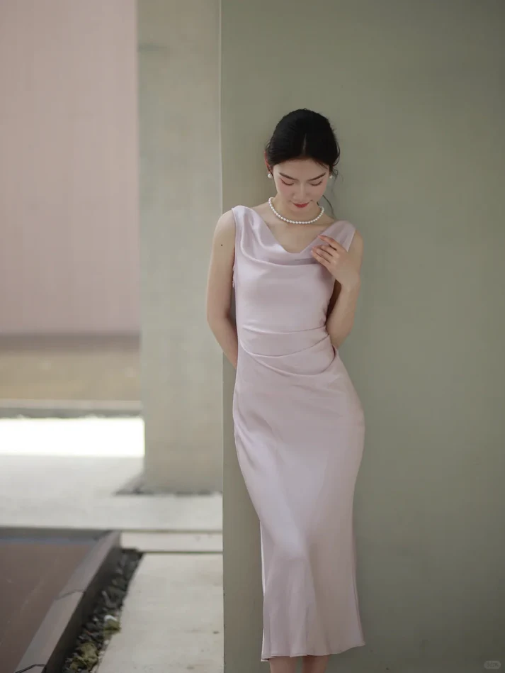 Baby Blue Sheath Straps Pleated Satin Prom Dress Evening Dress