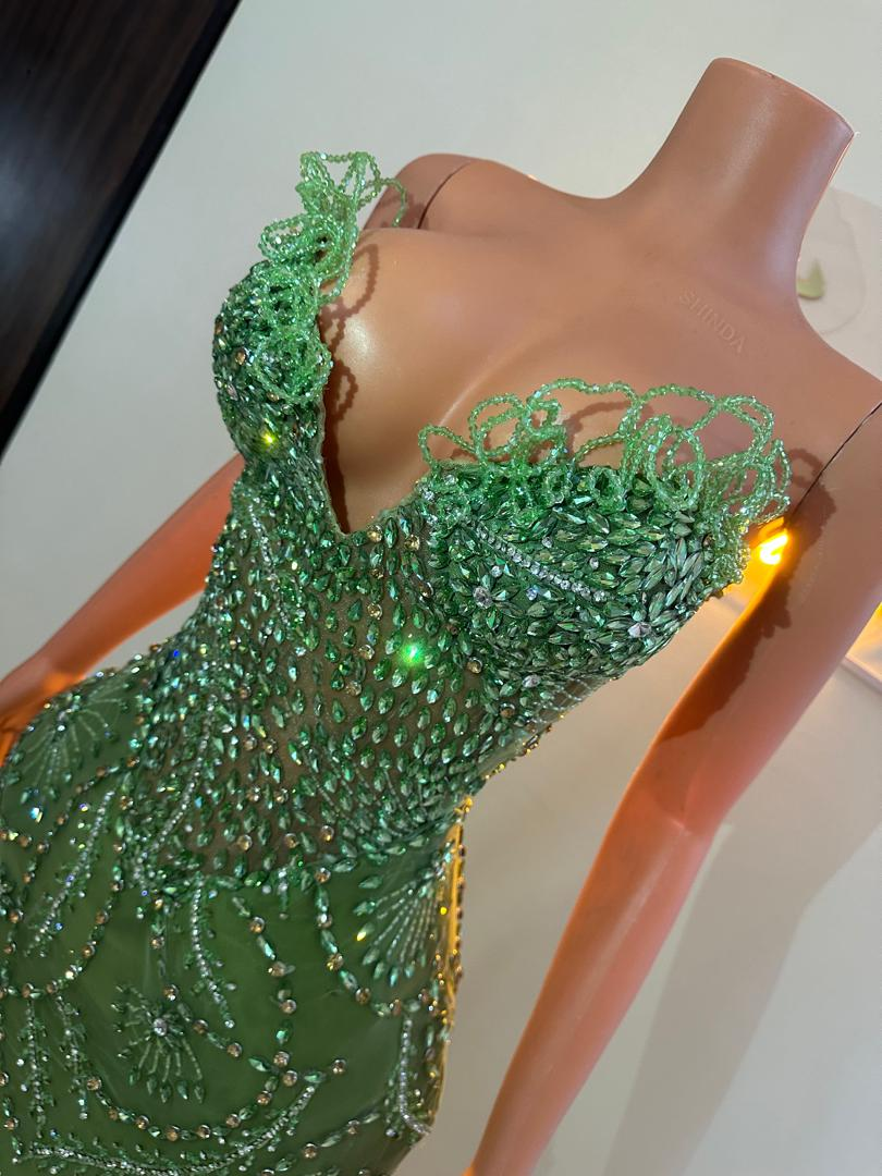 Green Rhinestone Dress LUXURY CORSET DRESS