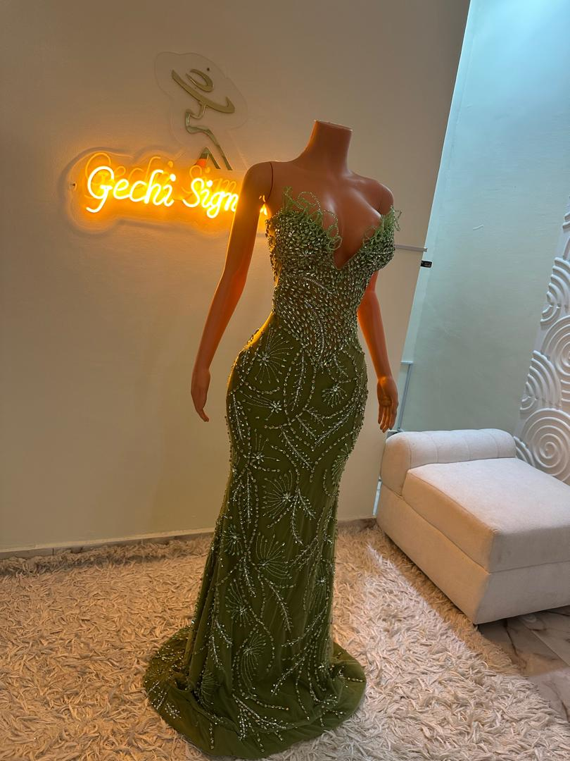 Green Rhinestone Dress LUXURY CORSET DRESS