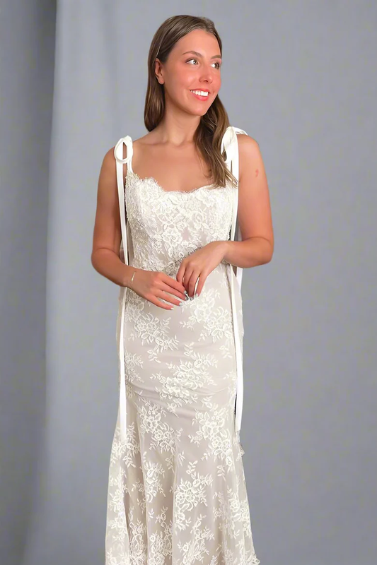 Ivory Straps Sweetheart Lace Mermaid Wedding Dress