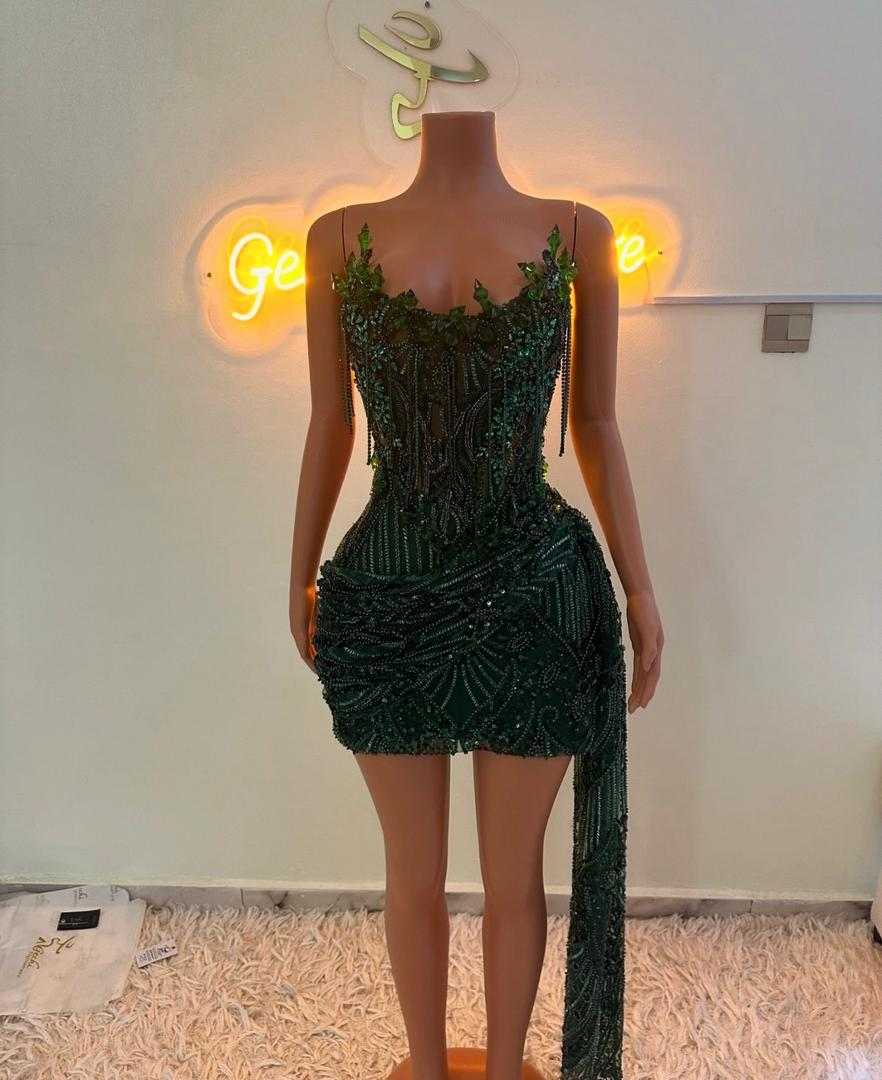 Luxury Short Green Dress
