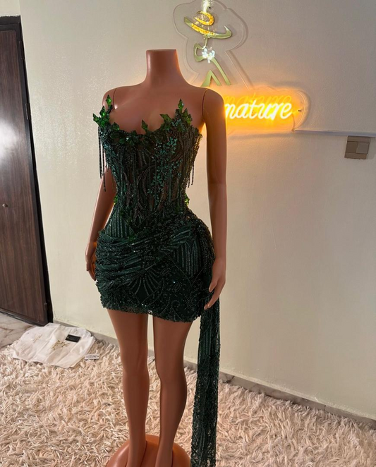 Luxury Short Green Dress