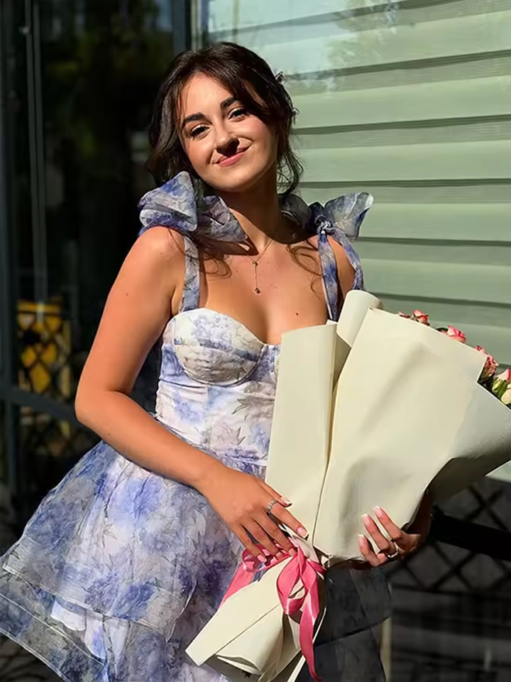 Printed Strap Puffy Dress Lace Up Bow Layered Backless Sexy Slimming Halter Mesh Vacation Beach Women Short Slip Dresses Summer