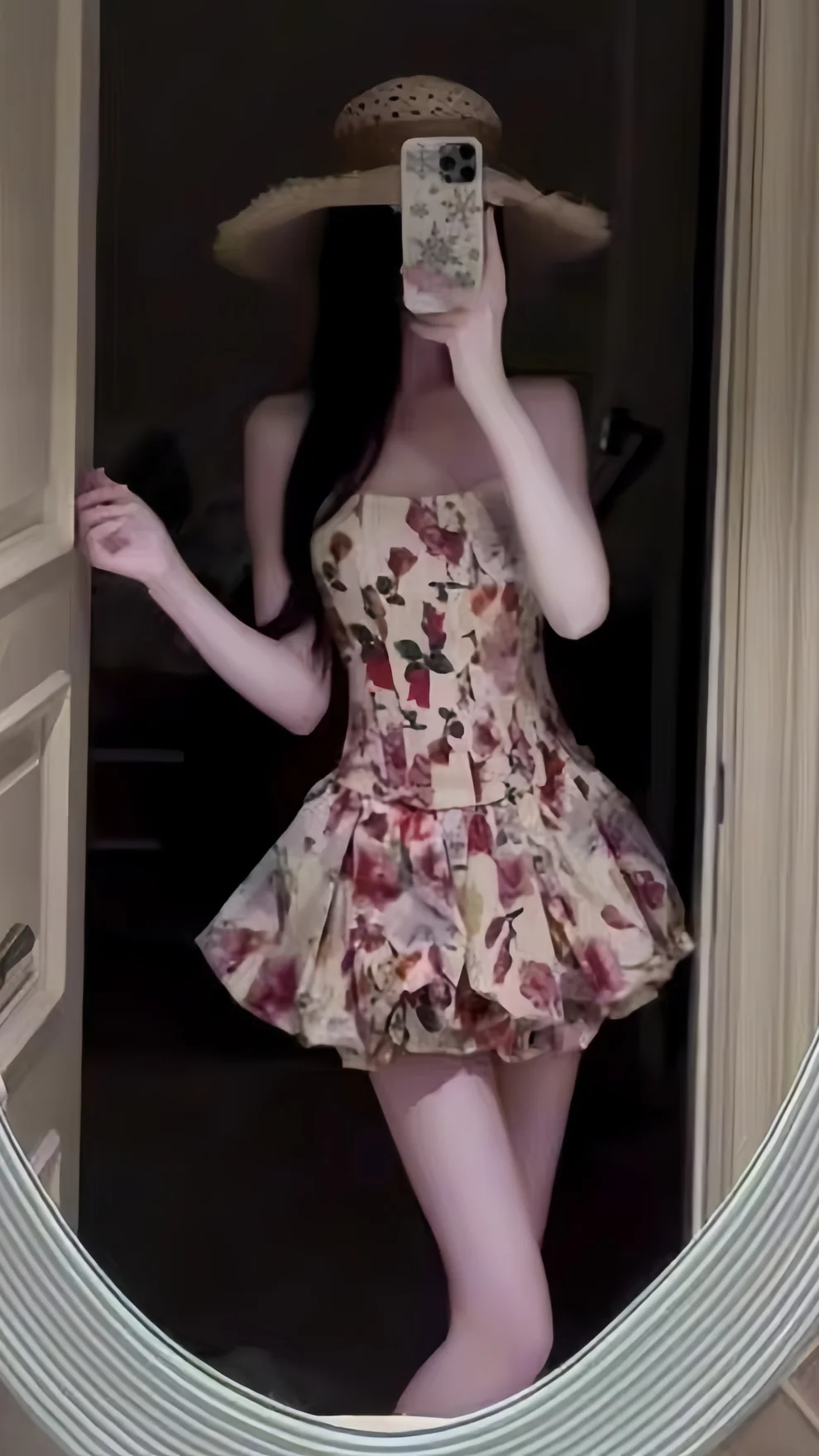 Romantic Floral Homecoming Dresses Strapless Mini Prom Graduation Dress