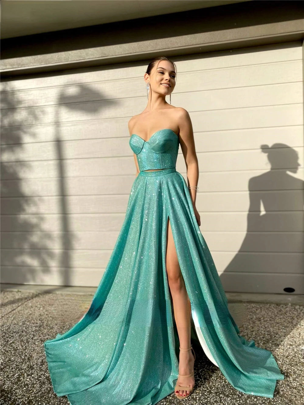 Customized Strapless Sweetheart Women Evening Party Dresses Elegant Front Side Split Prom Gowns 2025 Floor Length Cocktail Gowns
