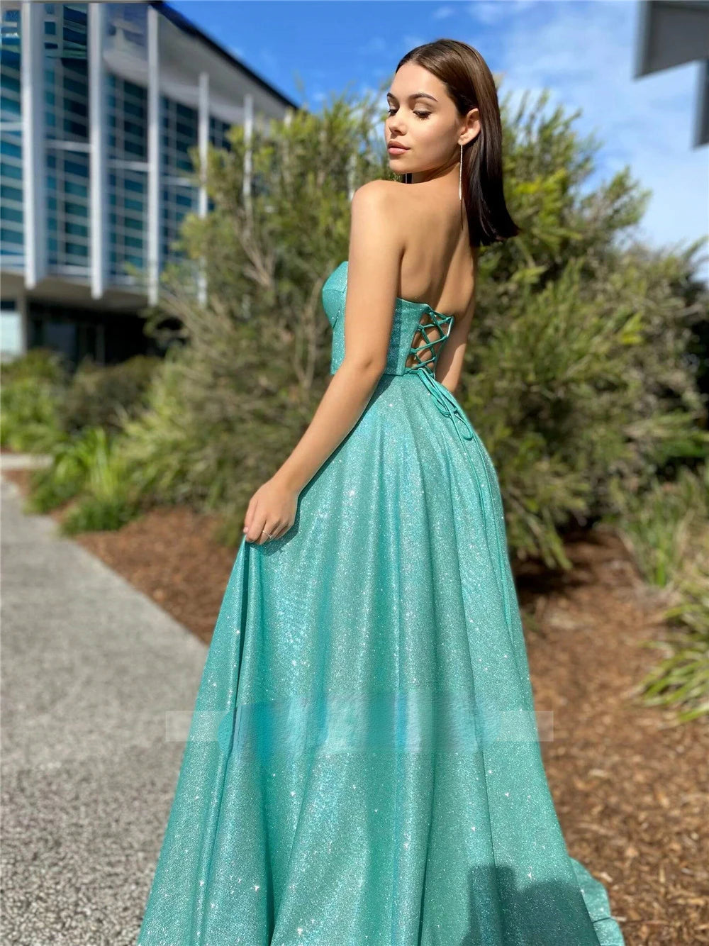 Customized Strapless Sweetheart Women Evening Party Dresses Elegant Front Side Split Prom Gowns 2025 Floor Length Cocktail Gowns