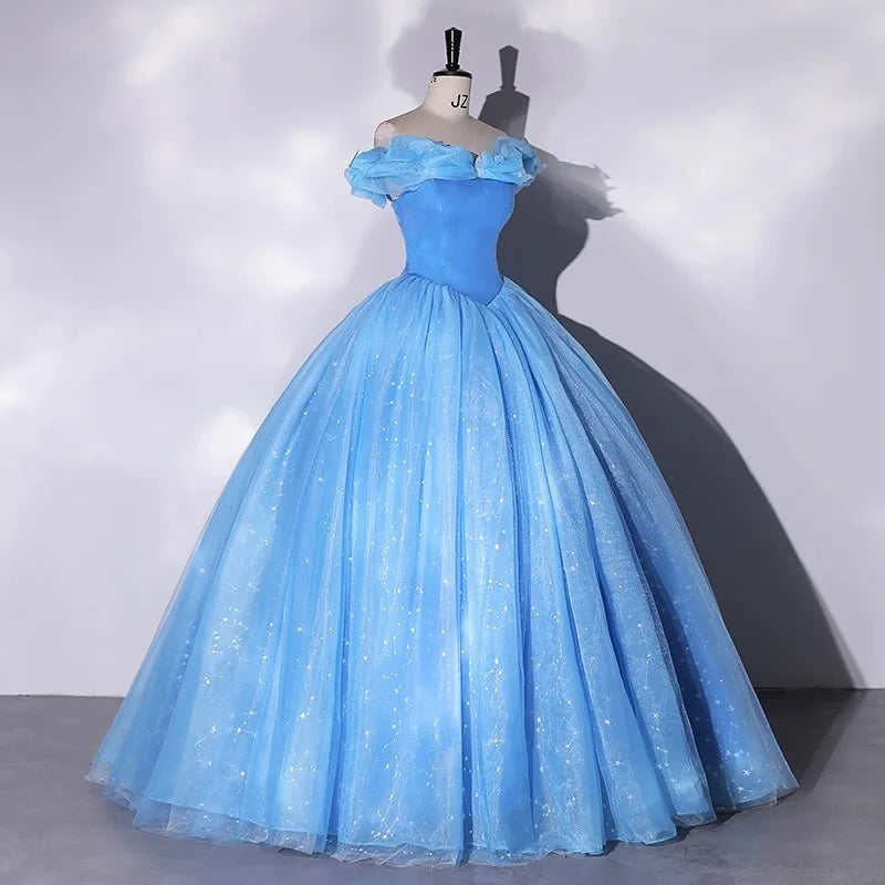 Off-Shoulder Ball Gown Quinceanera Dresses Vestidos De 15 Anos Fashion Glitter Cinderella Birthday Party Customized