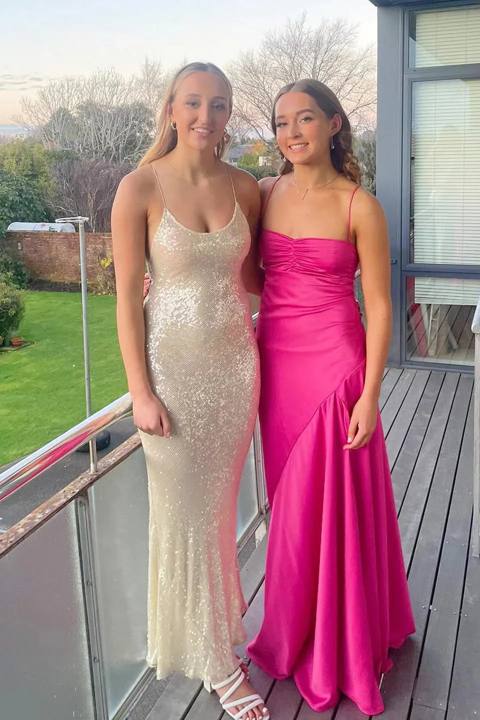 Sheath Strapless Fuchsia Satin Prom Dress with Slit