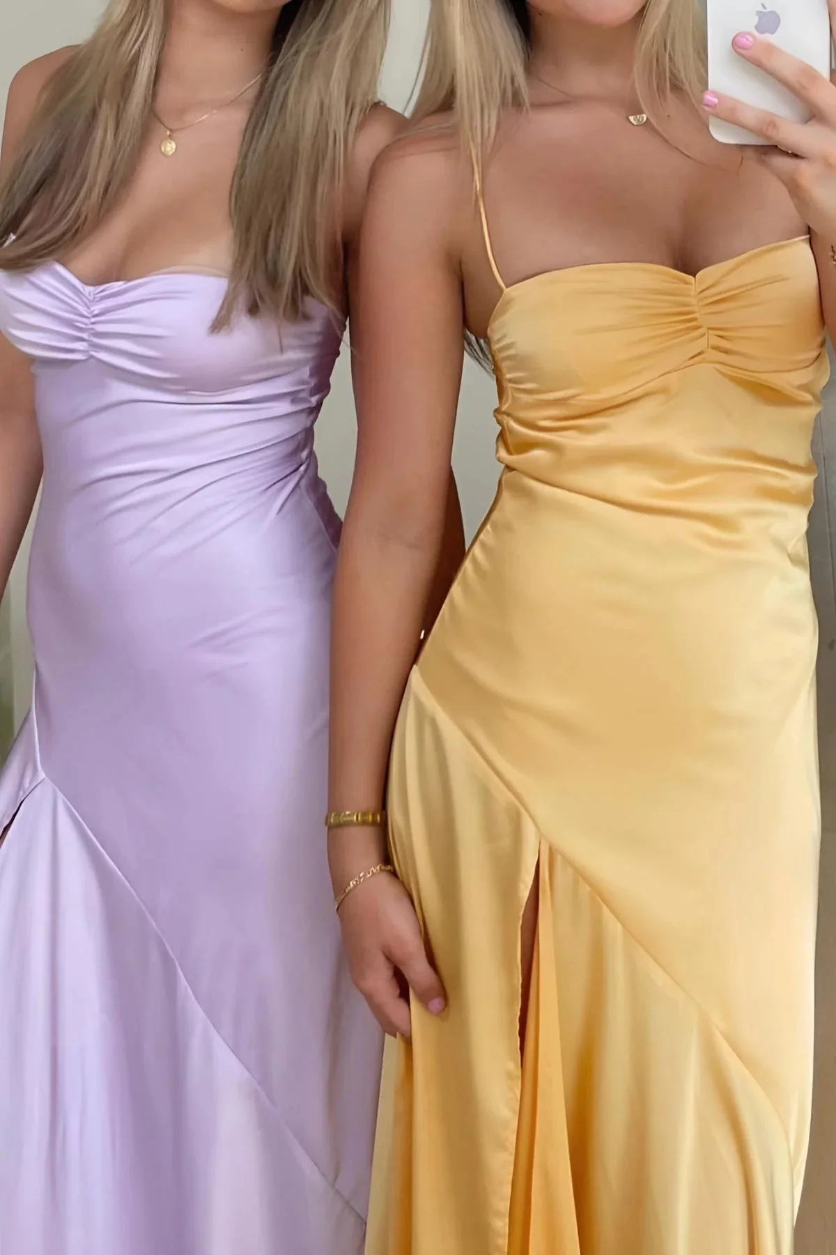 Sheath Strapless Fuchsia Satin Prom Dress with Slit