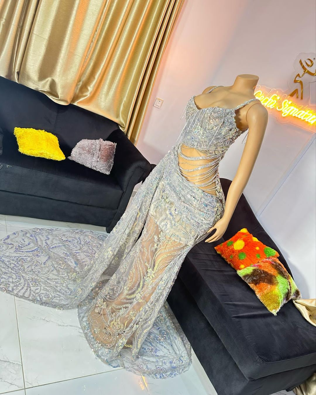Shiny Silver Dress Mermaid Prom Dresses Long Formal Gown prom wedding dress