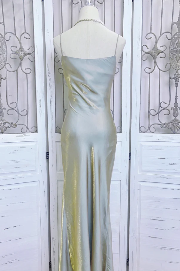 Simple Pretty Mermaid Spaghetti Strap Satin Prom Dress Evening Dress Formal Dress