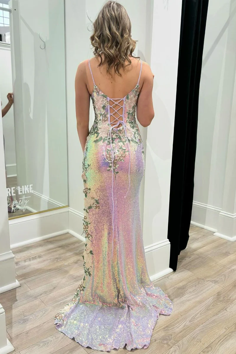 Sparkly Sweetheart Sequins Mermaid Long Prom Dresses with Appliques