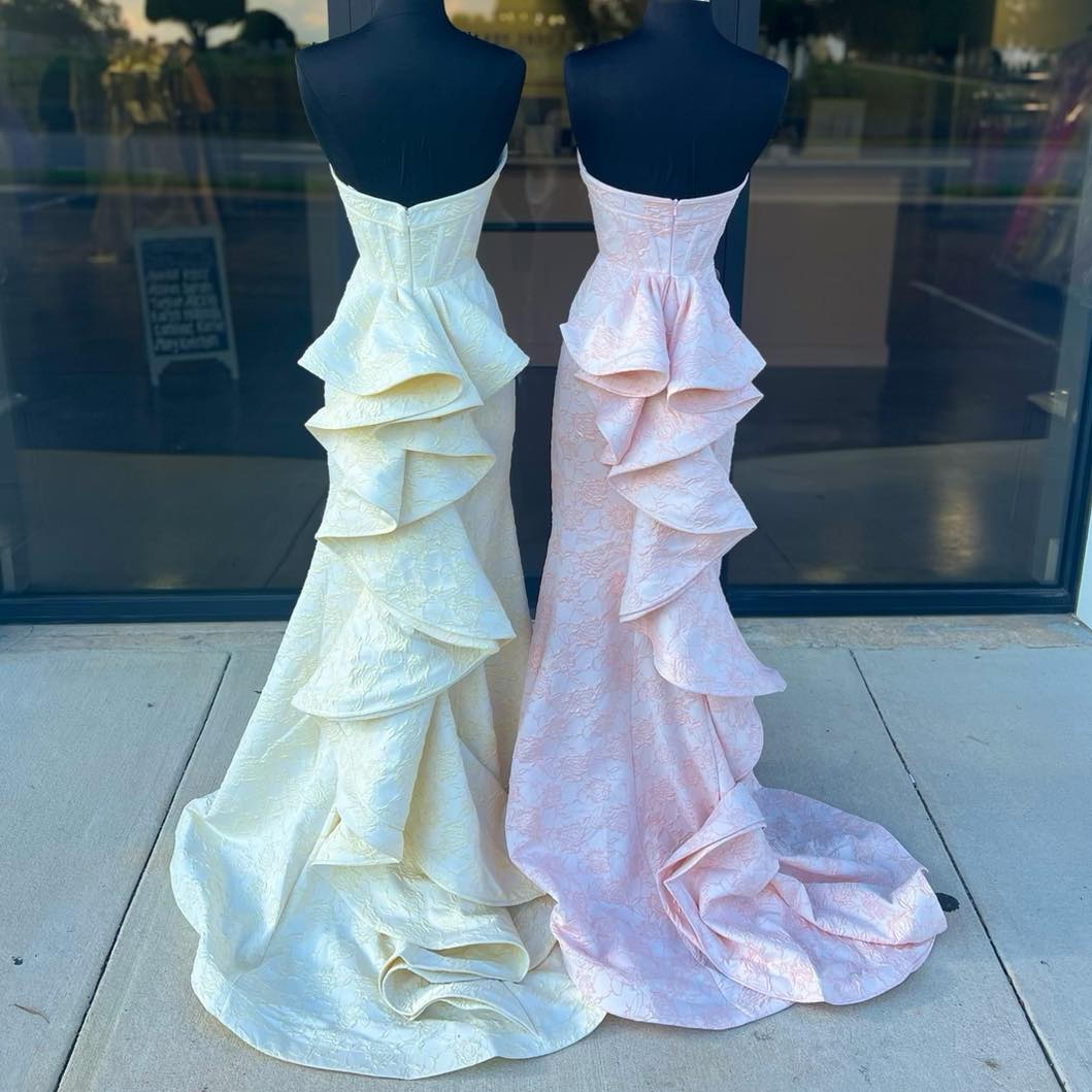 Strapless Floral Printed Mermaid Prom Dress With Split