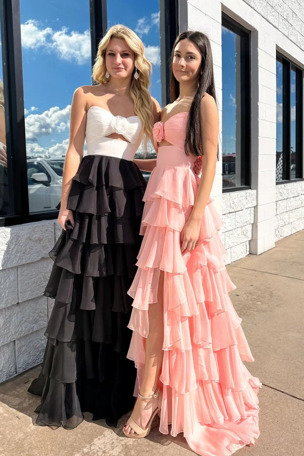 Sweetheart Bow Knot Prom Dress with High Side Slit and Train