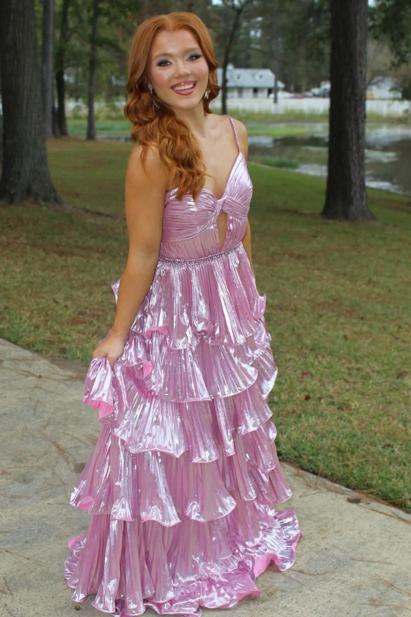 Unique A-Line Sweetheart Neck Sleeveless Pleated Ruffles Tiered Back Zipper Prom Dress Evening Formal Gown Cocktail Dress
