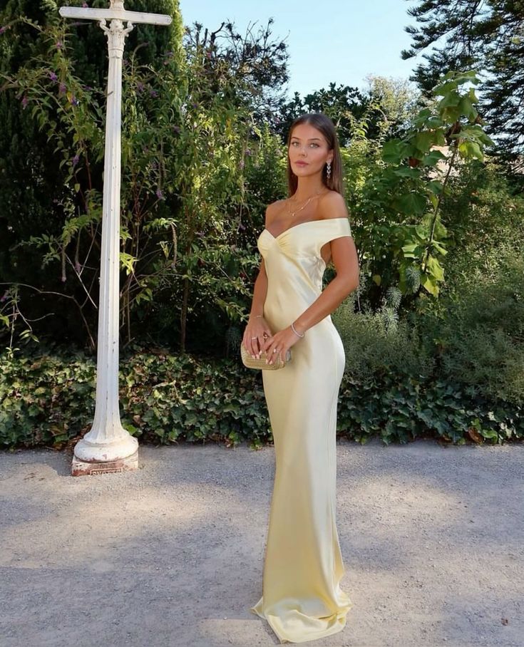 Yellow/blue fashionable simple mermaid strapless long satin Ball gown, prom dress, evening dress, party dress