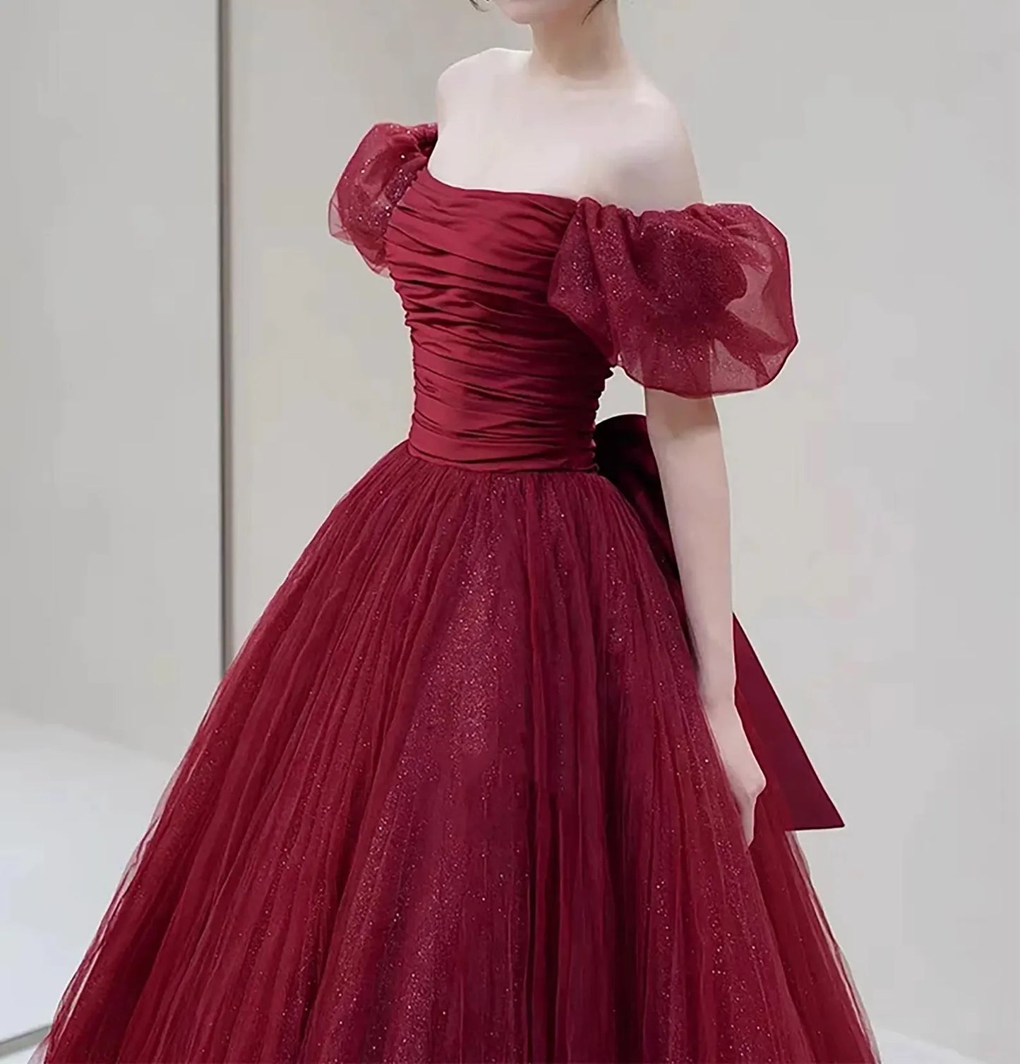 Red Off Shoulder Prom Dress, Tulle Dress, Cocktail Dress, Evening Dress, Princess Dress, Birthday Dress, Prom Dress,Party Dress,Prom Dress