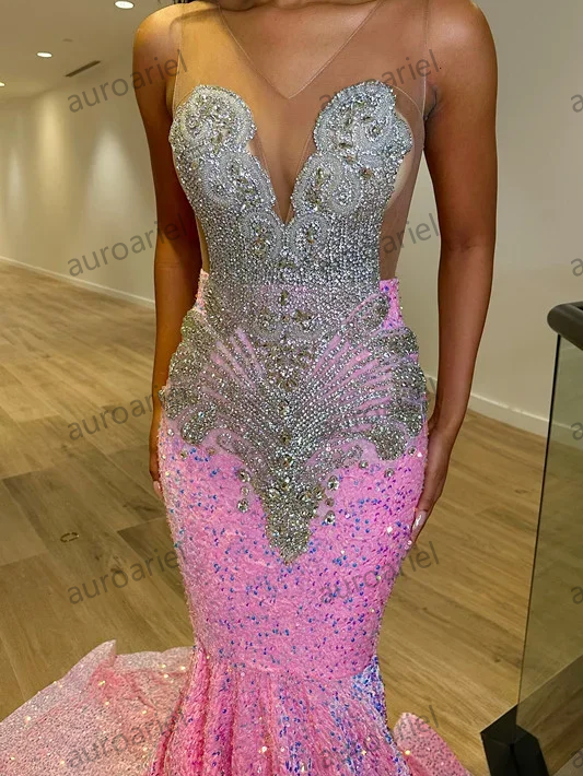 Shoulder Straps Luxurious Tulle Mermaid Prom Dress