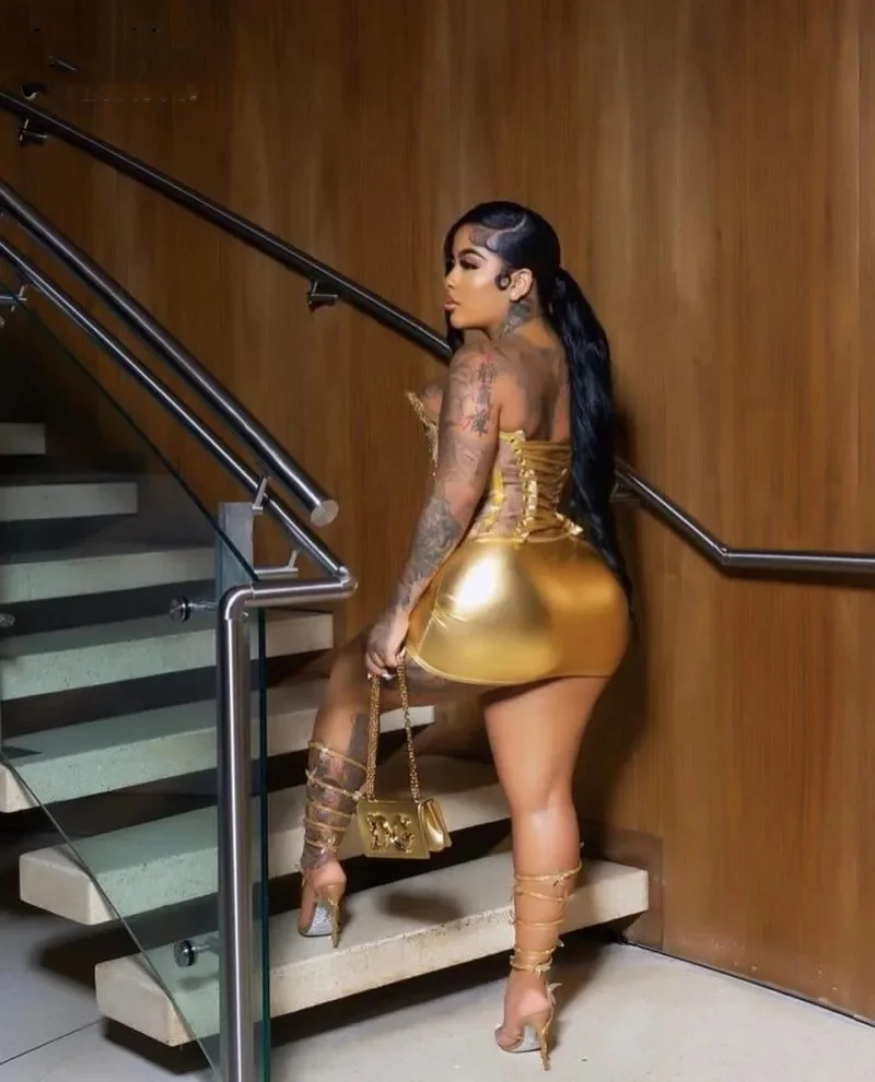 Sexy Gold Birthday Dresses Party Wear Strapless Beading Mini Prom Dress Backless Clubbing Dress