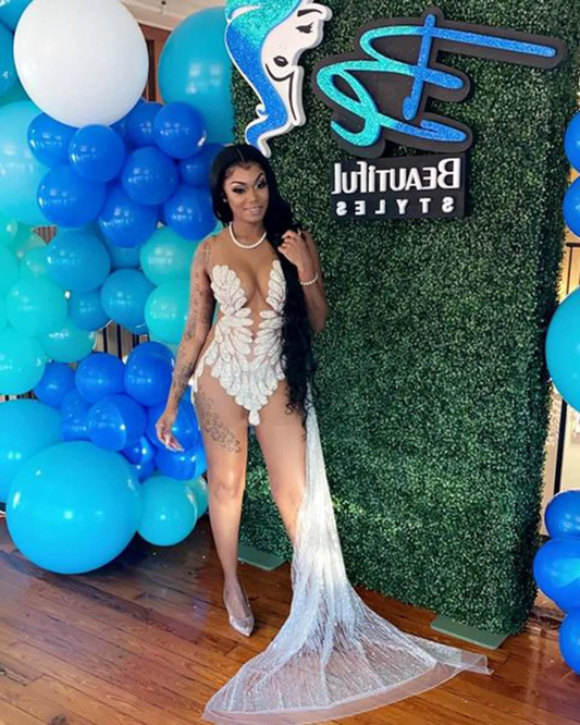 Sparkly Luxury Prom Dresses See Through Silver Glitter Beaded African Black Girl Short Prom Birthday Prom Party Gowns