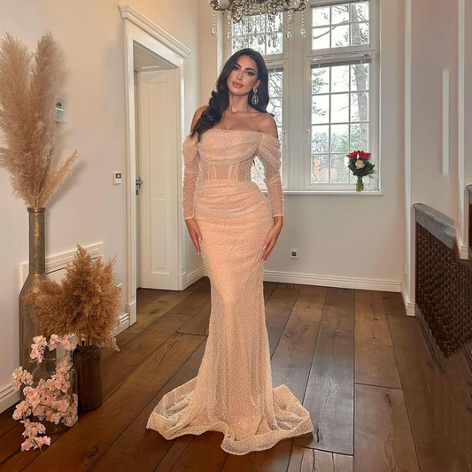 Glitter Princess Wedding Dresses Off The Shoulder Sparkly Sleeveless Bridal Gowns A-Line Dubai Pageant Long Bride Dress