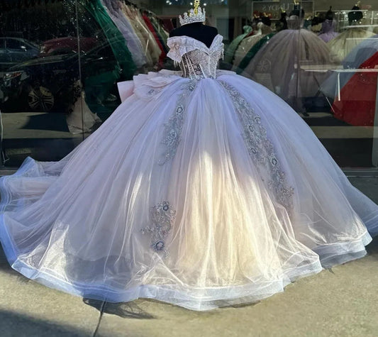 Quinceanera Dress Lace Applique Sequins Beading Mexican Sweet 16