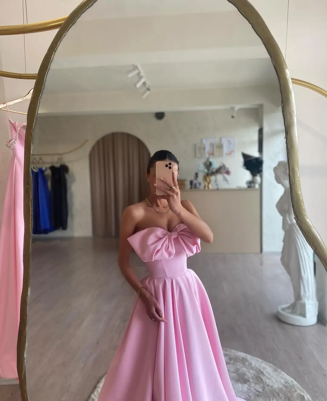Lovely Pink Bow Long Prom Dresses Sweetheart A Line Women Birthday Dress Lace-up Simple Formal Party Gowns Custom