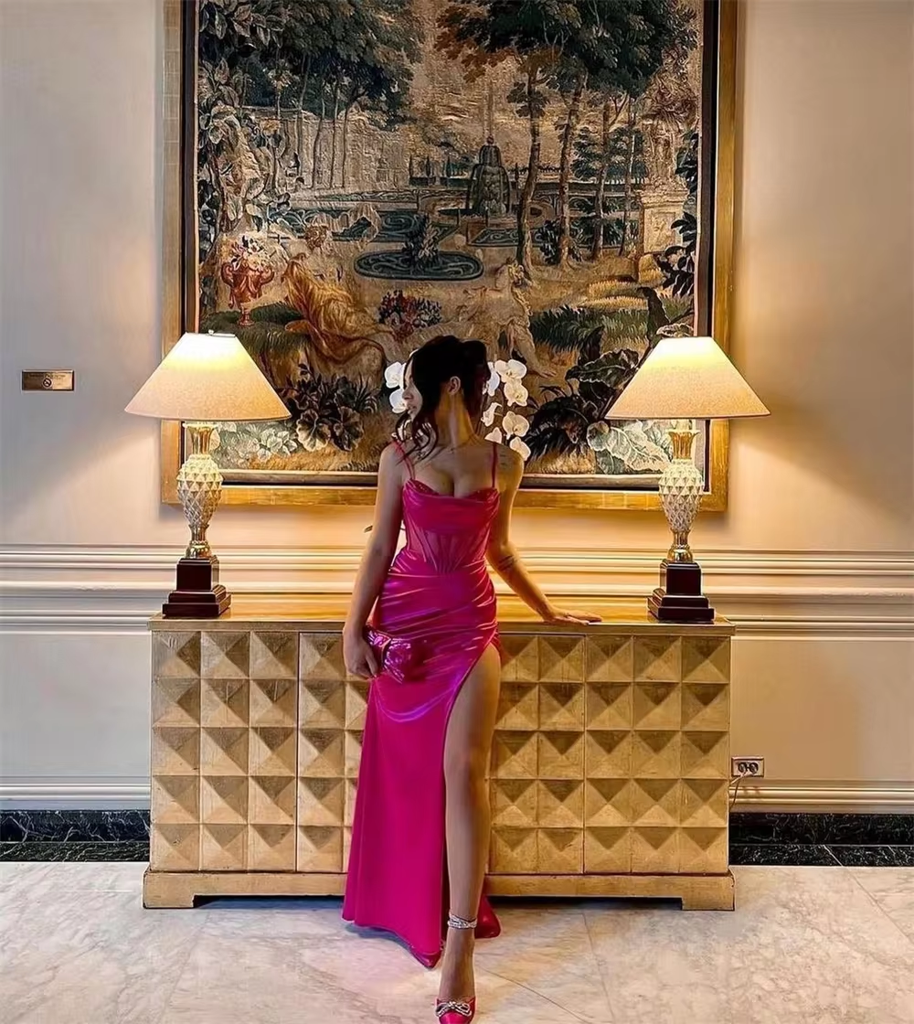 Prom Dresses Simple Strapless Mermaid Draped Satin Formal Occasion Gown formal dresses