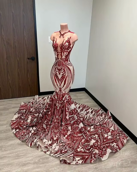 African American Prom Dresses Mermaid Sheer Appliques Lace Black Girls Nigeria Robe De Soiree Evening Dresses Gown