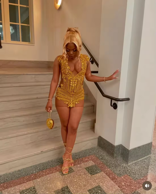 Gold Short Prom Dresses Flor Black Girls Sheer Crystals Birthday Party Dresses African Cocktail Dresses Homecoming Customized