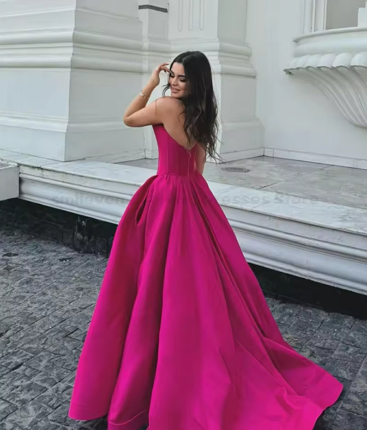 A-line Hot Pink Backless Prom Dress Sleeveless Party Gowns Sweetheart Formal Occassion Dress Customized 2025