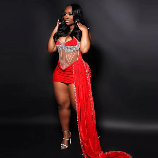 Pretty Red Short Party Dresses Body Corset Beaded Evening Dressing Gowns Rhinestone Cocktail Dress Women Birthday Party Dress