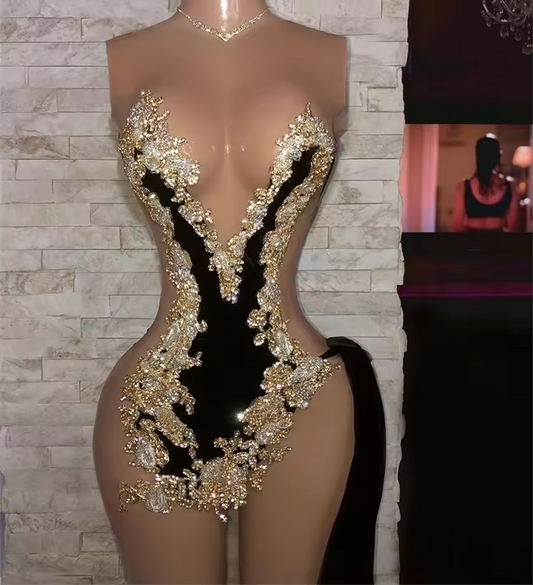 Sexy Black African American Prom Dresses For Black Girls Sheer Short Birthday Party Women Cocktail Dresses Nigeria Customized