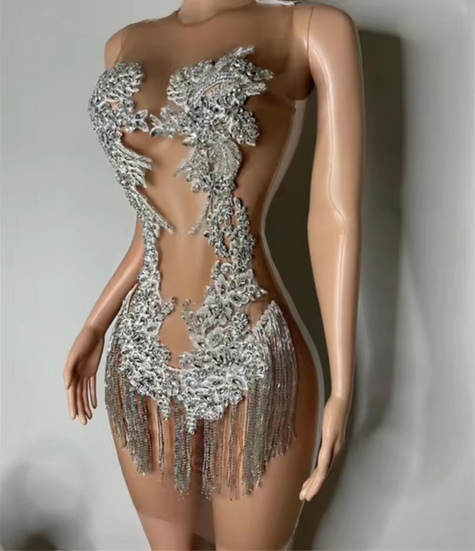Silver See Through Short Prom Dresses Black Girls Beaded Birthday Party Dresses African Cocktail Dresses Homecoming Customized